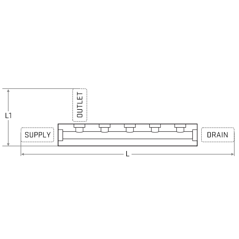 Manifold SS Barstock BSP 03-fold  O:NV6mm S:BV10mm D:BV1/2