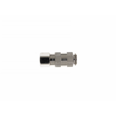 17011500 Coupling - Single Shut-off - Female Thread Rectus and Serto Single shut-off quick couplers work without a valve in the nipple but with a valve in the quick coupler. The flow is stalled when the connection is broken. (Rectus KA serie)