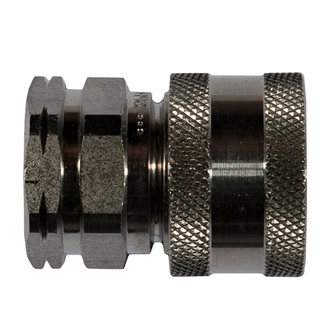 17050651 Coupling - Straight Through - Female Thread Rectus en Serto Straight through quick couplers with full bore works without a valve and thus achieve the best possible flow (flow). The turbulence which is normally caused by the intergrated valves is not present.