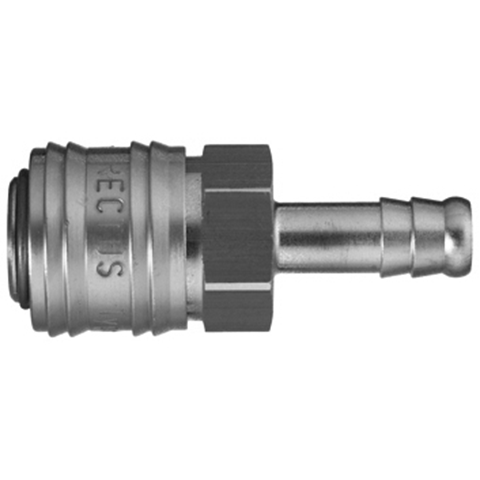 45106055 Coupling - Single Shut-off - Plastic Hose Connection Rectus and Serto Single shut-off quick couplers work without a valve in the nipple but with a valve in the quick coupler. The flow is stalled when the connection is broken. (Rectus KA serie)