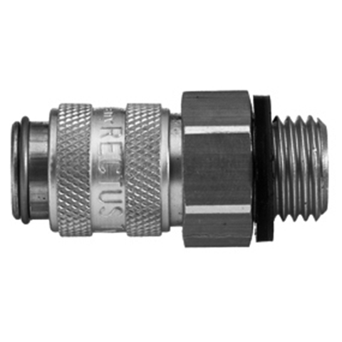 45593190 Coupling - Dry Break - Male Thread Rectus double shut-off quick couplings with flatsealing or dry-break system for leak-free design. (KL series). On the coupling and plug, our leak-free coupling systems have valves that build up no dead-space volume. As such, when the connection is broken, no drops of the medium being channelled are able to escape. This variant is especially suitable for transporting aggressive media or in sensitive environments like in cleanrooms.