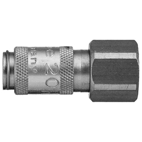 47001000 Coupling - Single Shut-off - Female Thread Rectus and Serto Single shut-off quick couplers work without a valve in the nipple but with a valve in the quick coupler. The flow is stalled when the connection is broken. (Rectus KA serie)