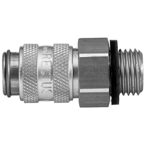47360300 Coupling - Dry Break - Male Thread Rectus double shut-off quick couplings with flatsealing or dry-break system for leak-free design. (KL series). On the coupling and plug, our leak-free coupling systems have valves that build up no dead-space volume. As such, when the connection is broken, no drops of the medium being channelled are able to escape. This variant is especially suitable for transporting aggressive media or in sensitive environments like in cleanrooms.