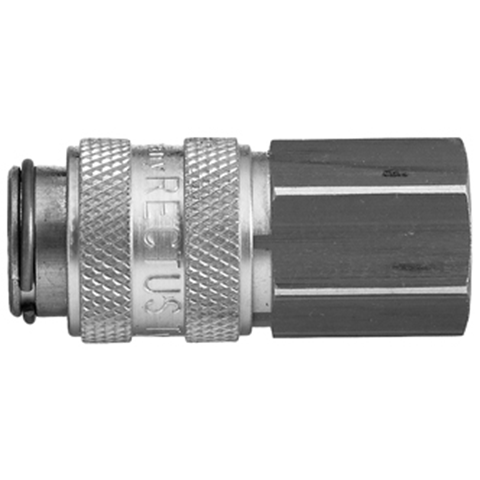 47360720 Coupling - Dry Break - Female Thread Rectus double shut-off quick couplings with flatsealing or dry-break system for leak-free design. (KL series). On the coupling and plug, our leak-free coupling systems have valves that build up no dead-space volume. As such, when the connection is broken, no drops of the medium being channelled are able to escape. This variant is especially suitable for transporting aggressive media or in sensitive environments like in cleanrooms.
