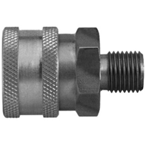 48175450 Coupling - Straight Through - Male Thread Rectus en Serto Straight through quick couplers with full bore works without a valve and thus achieve the best possible flow (flow). The turbulence which is normally caused by the intergrated valves is not present.