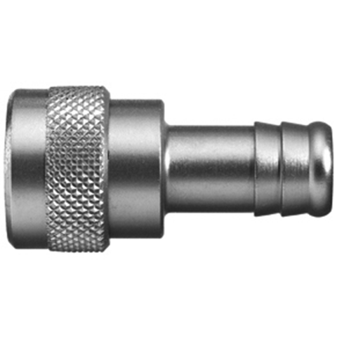48201600 Coupling - Straight Through - Hose Barb Rectus en Serto Straight through quick couplers with full bore works without a valve and thus achieve the best possible flow (flow). The turbulence which is normally caused by the intergrated valves is not present.