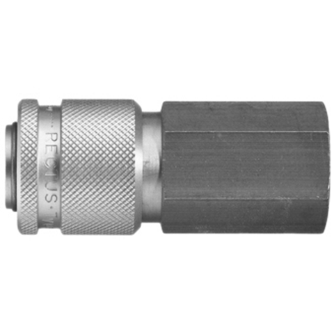 48695140 Coupling - Single Shut-off - Female Thread Rectus and Serto Single shut-off quick couplers work without a valve in the nipple but with a valve in the quick coupler. The flow is stalled when the connection is broken. (Rectus KA serie)