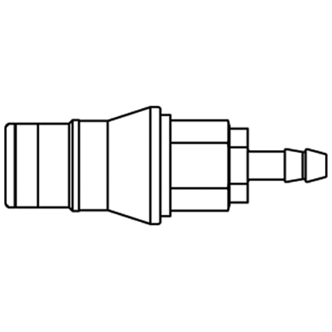 48830995 Coupling - Single Shut-off - Hose Barb Rectus quick coupling single shut-off coded system - Rectukey.  The mechanical coding of the coupling and plug offers a  guarantee for avoiding mix-ups between media when coupling, which is complemented by the color coding of the anodised sleeves. Double shut-off version available on request.