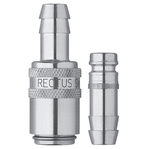 48900195 Nipple - Straight Through - Male Thread Serto and Rectus  quick coupling Straight through nipples and plugs with full bore work without a valve and thus achieve the best possible flow (flow). The turbulence which is normally caused by the intergrated valves is not present.