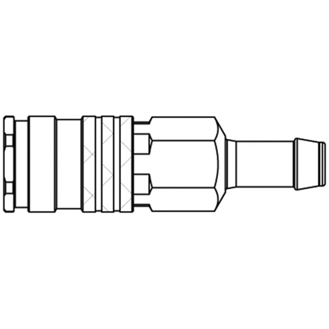 48900910 Coupling - Single Shut-off - Hose Barb Rectus and Serto Single shut-off quick couplers work without a valve in the nipple but with a valve in the quick coupler. The flow is stalled when the connection is broken. (Rectus KA serie)