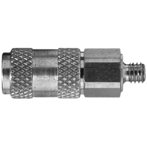 48905010 Coupling - Single Shut-off - Male Thread Rectus and Serto Single shut-off quick couplers work without a valve in the nipple but with a valve in the quick coupler. The flow is stalled when the connection is broken. (Rectus KA serie)