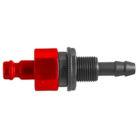 QDN Double Shut-Off Pan-Mnt with Hose Barb 4mm POM NBR Coded System Red 21SBTS04DPXR
