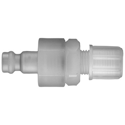 48963600 Nipple - Double Shut-off - Plastic Hose Connection Rectus double shut-off nipple/ plug. (KB serie) On the double shut-off systems, after disconnection, the flow stops both in the coupling and in the plug. The medium remains in the hose in both connecting lines, the pressure is held constant and will not be released.