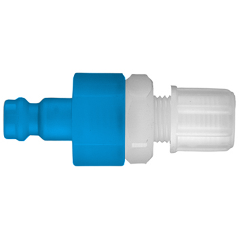 QDN Double Shut-Off Plastic Tube Conn. hoses 4x6mm PVDF FKM/FPM Key Coded Blue 21SBKP06FVXB
